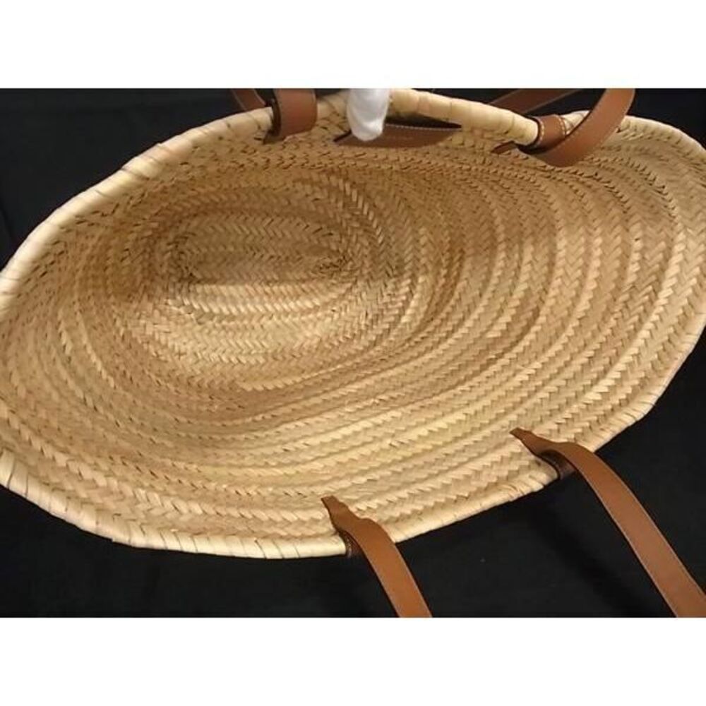 CELINE Triomphe Raffia Basket Bag Shoulder Tote Beige - Picture 7 of 7